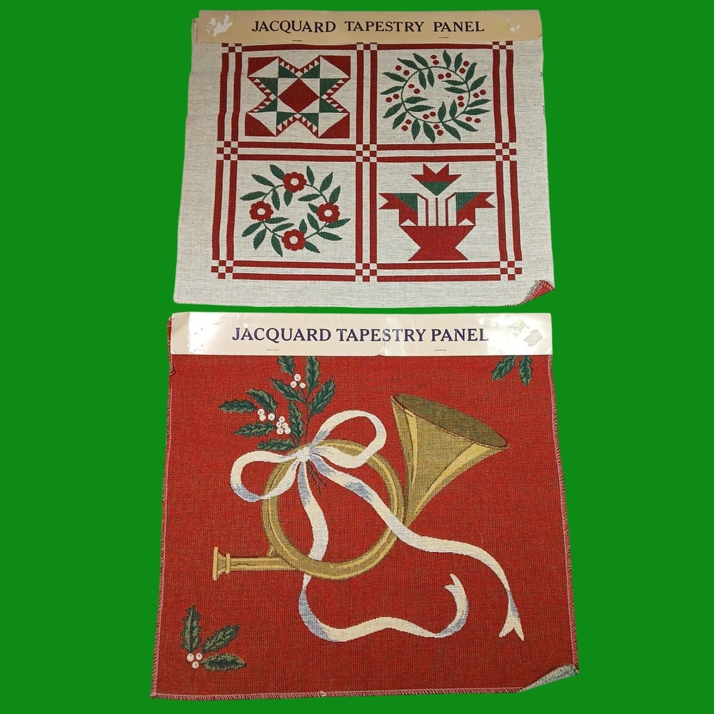 Olde Greensborough Jacquard Tapestry Panels 2pc Country Quilt French Horn